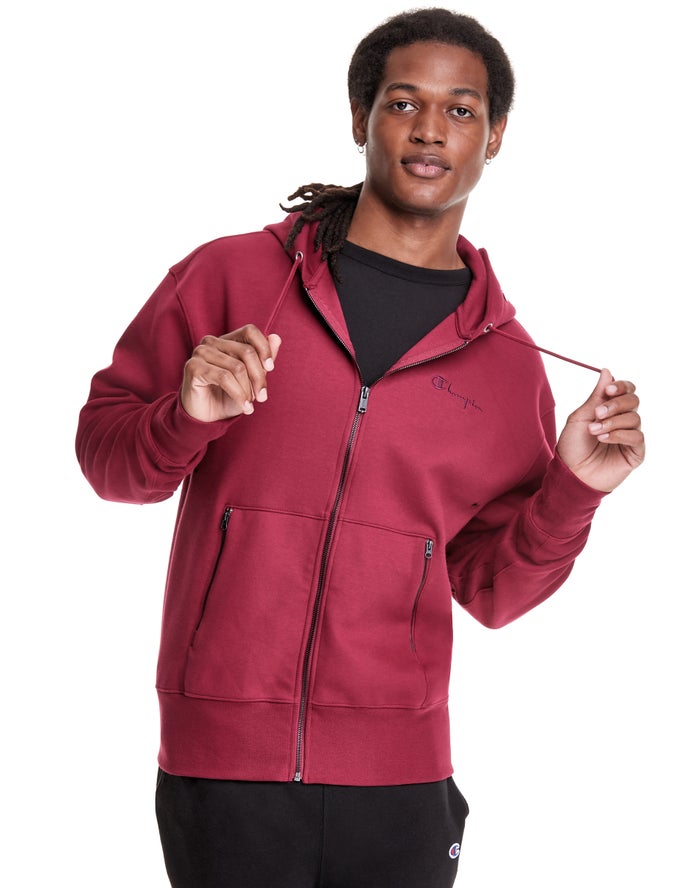 Champion Hoodie Heren - Rood - Tech Weave Full Zip Script Logo ( 837564-REL )